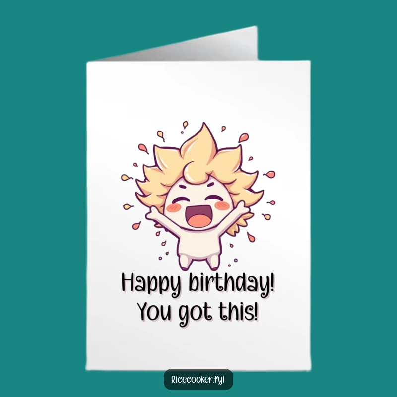 Free Printable Birthday Card: Excited Steam Character - Funny Downloadable Gift