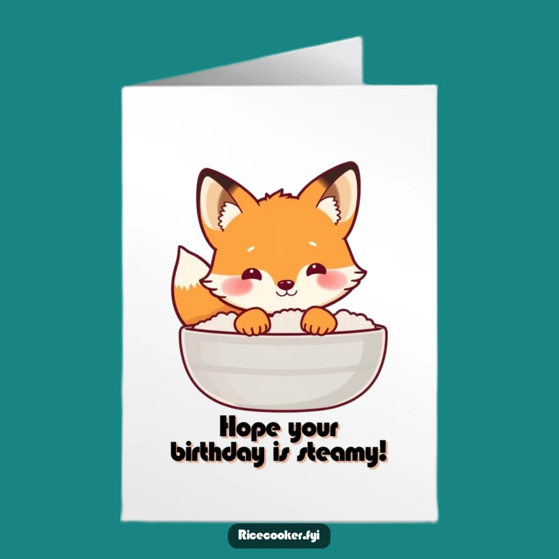 Free Printable Birthday Card: Fox Peeking Rice - Downloadable Surprise!