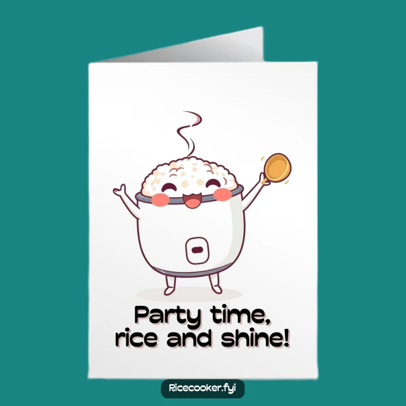 Free Printable Funny Birthday Card: Dancing Rice Cooker & Ladle - LOL Download!