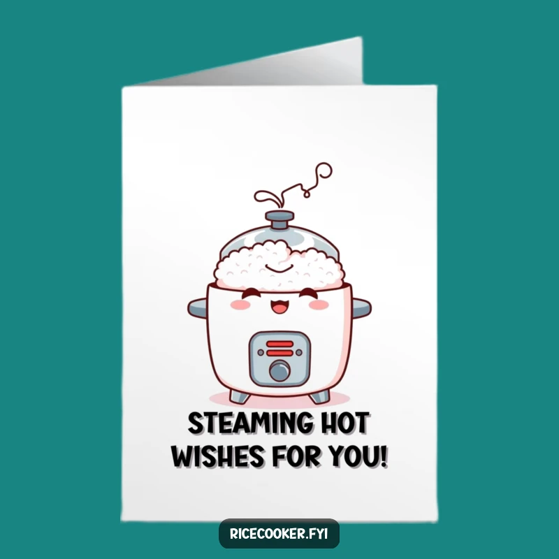 Free Printable Funny Birthday Card: Mischievous Rice Cooker Steam - LOL Downloadable Gift!