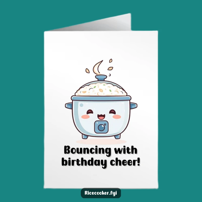 Free Printable Rice Cooker Birthday Card: Bouncing Steam Downloadable Art