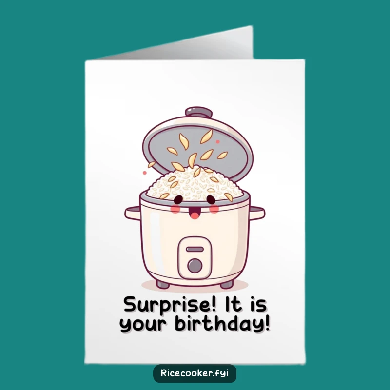 Free Printable Rice Cooker Birthday Card: Dancing Grains Surprise Downloadable Gift