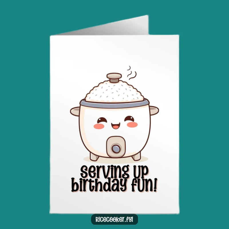 Free Printable Rice Cooker Birthday Card: Happy Serving Downloadable Art