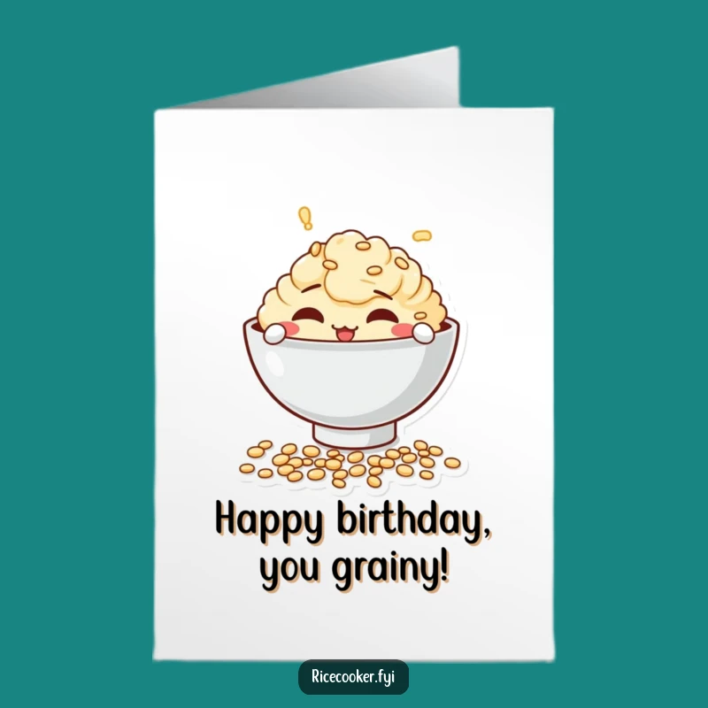 Free Printable Birthday Card: Mischievous Bowl Spills Grains for Fun