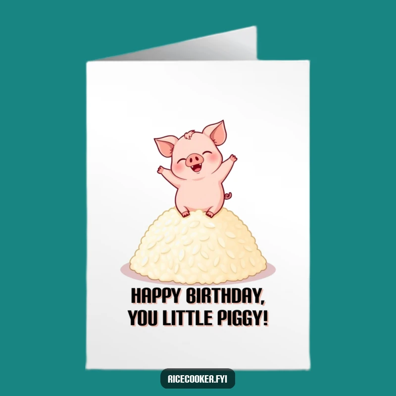 Free Printable Birthday Card: Giggling Pig Rice Dance - Downloadable Fun!