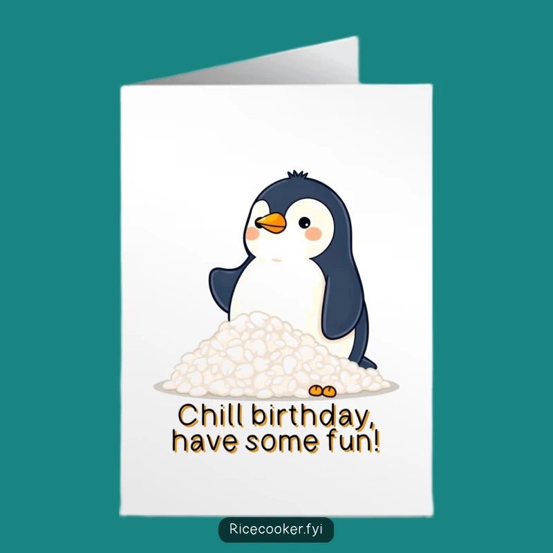 Proud Penguin Rice Mountain Birthday Card: Free Printable Funny Gift