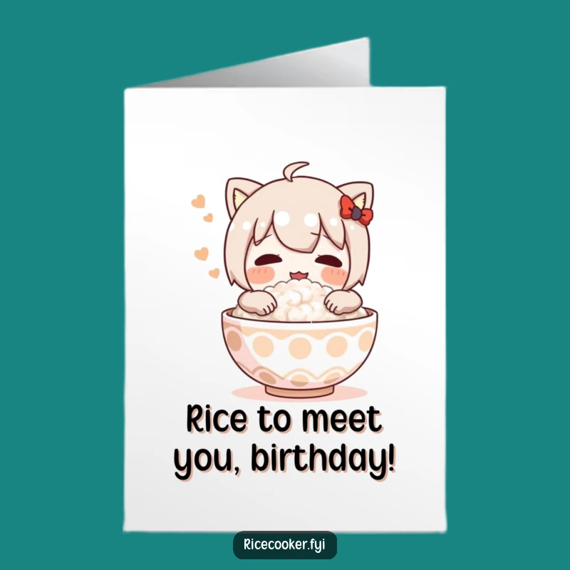 Free Printable Birthday Card: Contented Rice Character Laughs - Funny Downloadable Gift