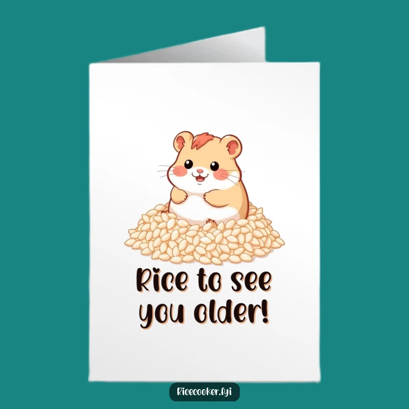 Free Printable Happy Birthday Card: Funny Hamster Rice Fun, Perfect Humorous Downloadable Gift