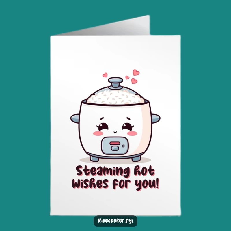 Free Printable Birthday Card: Smiling Rice Cooker Hearts, Funny Downloadable Gift