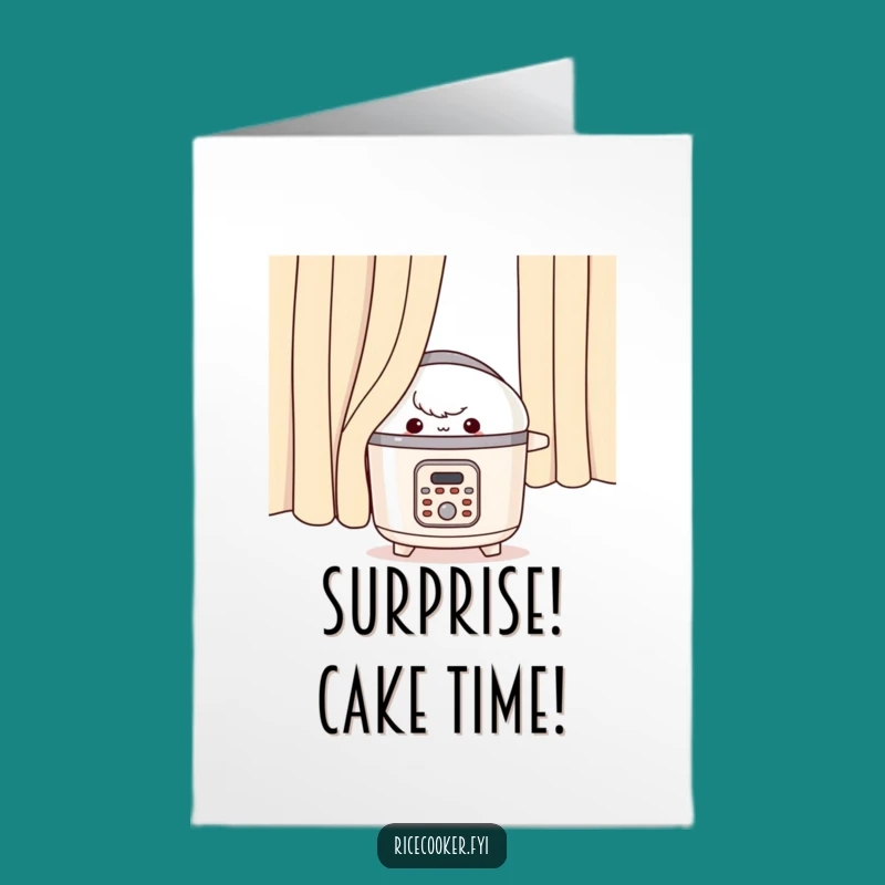 Free Printable Rice Cooker Birthday Card: Mischievous Peek Downloadable Art