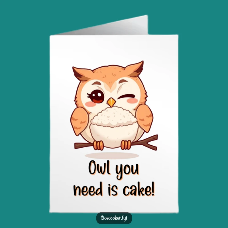 Winking Owl Rice Ball Birthday Card: Free Printable Funny Owl Gift
