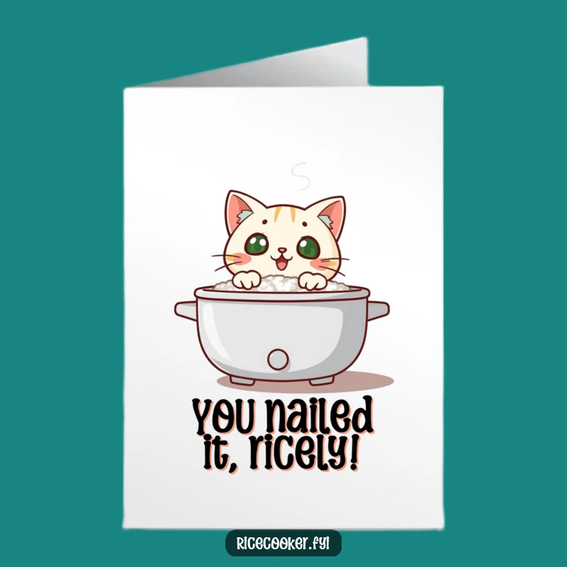 Free Printable Cat Rice Cooker Congrats Card - Funny Downloadable Gift