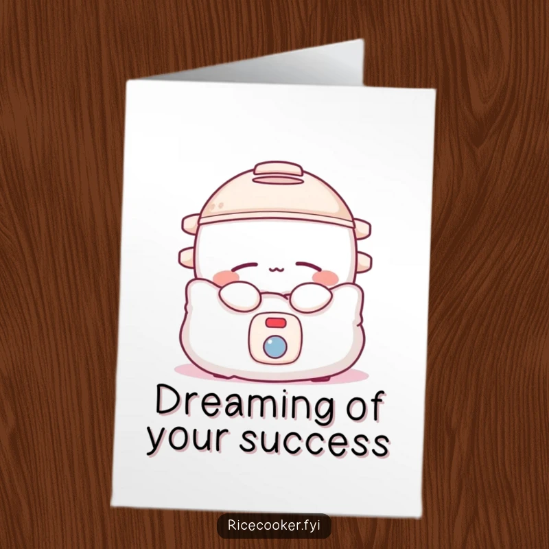 Funny Free Printable Congratulations Card: Sleepy Rice Cooker, Snuggled in Pillow, Peaceful Rest