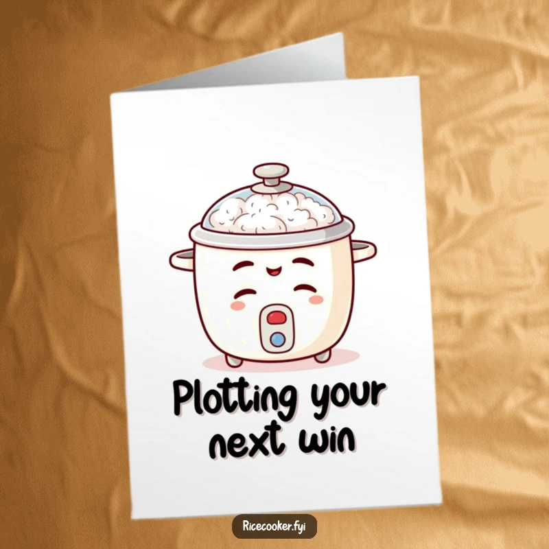 Funny Free Printable Congratulations Card: Mischievous Rice Cooker Winks, Lid Ajar, Cheeky Success