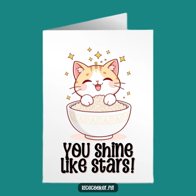 Free Printable Congratulations Card: Cat Stars on Rice, Magical Humorous Downloadable Gift