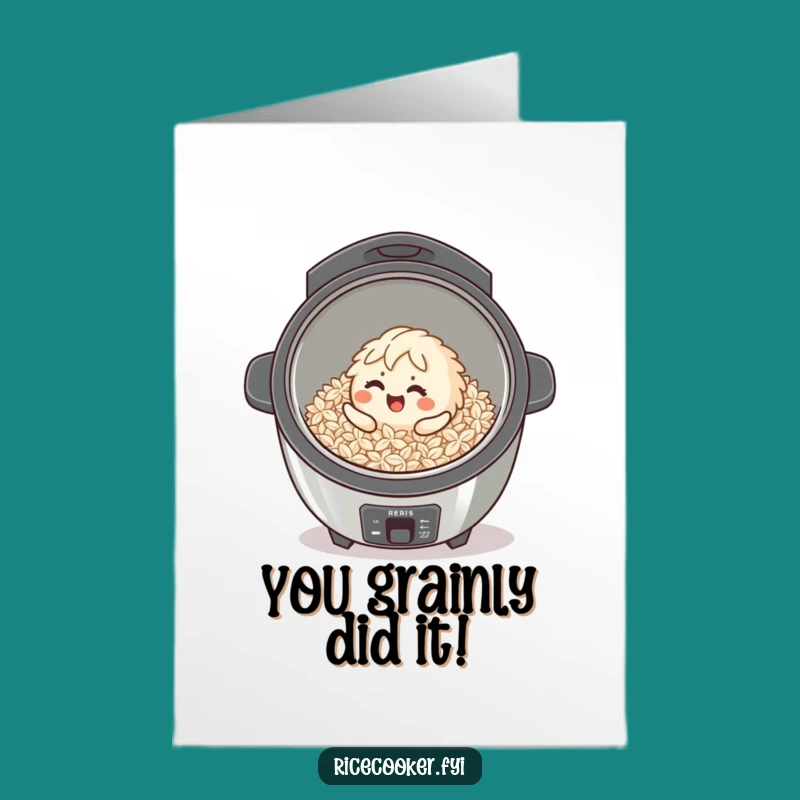 Free Printable Congratulations Card: Giggling Rice Grain, Humorous Downloadable for Big Wins!