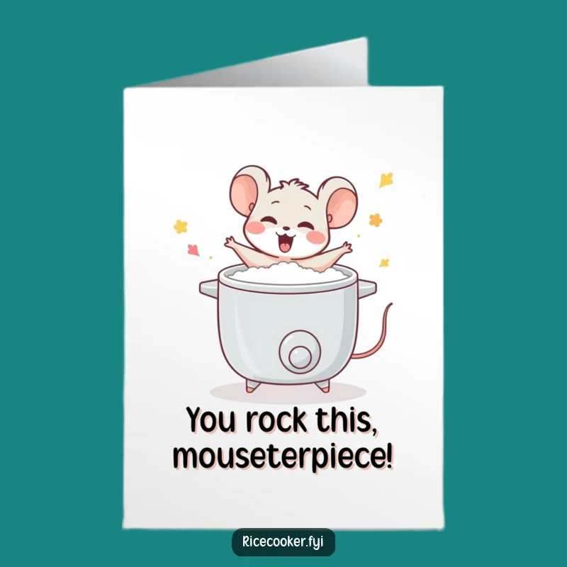 Free Printable Mouse Congrats Card: Funny Chef Mouse Downloadable