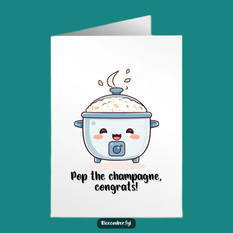 Free Printable Rice Cooker Congrats Card: Bouncing Steam Downloadable Art
