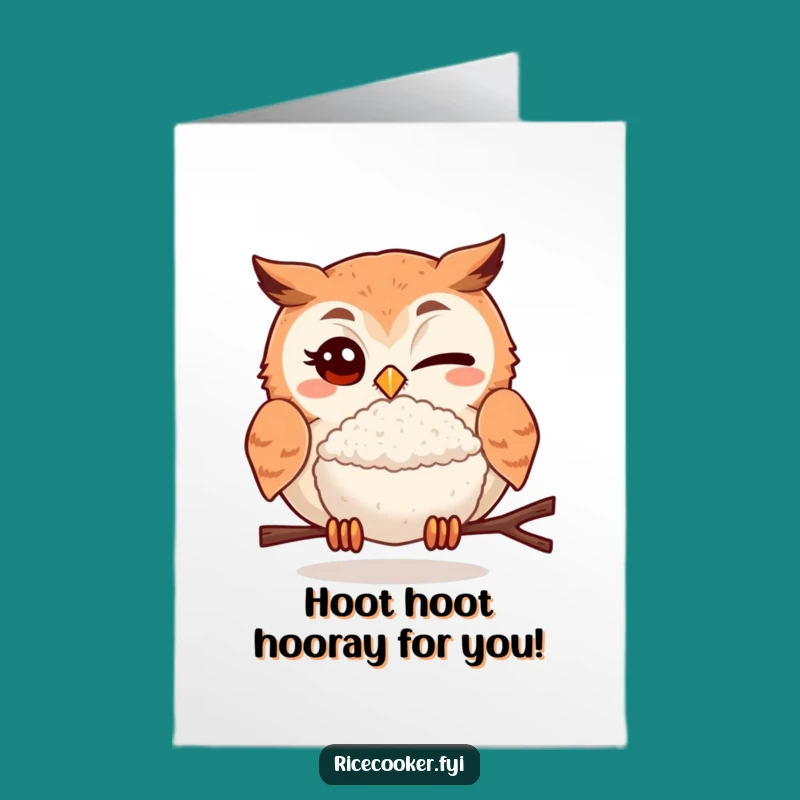 Winking Owl Rice Ball Congrats Card: Free Printable Celebration Gift