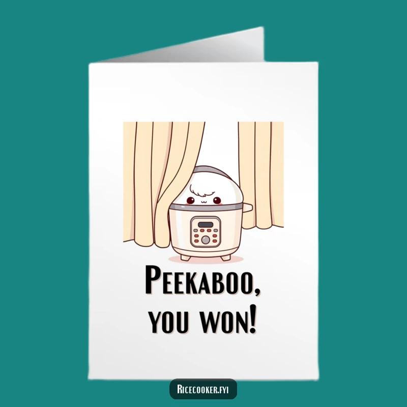Free Printable Rice Cooker Congrats Card: Mischievous Peek Downloadable Art