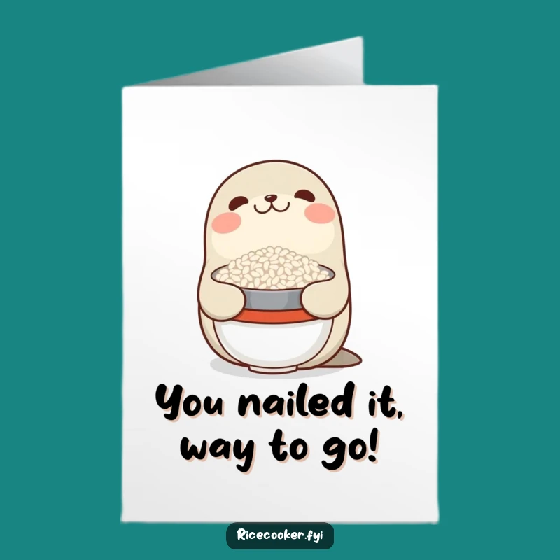 Seal Rice Bowl Congrats Card: Free Printable Celebration Fun