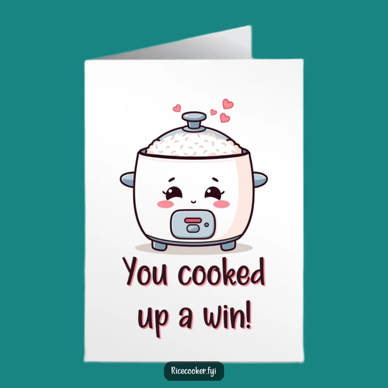 Free Printable Congrats Card: Smiling Rice Cooker Hearts, Funny Downloadable Gift