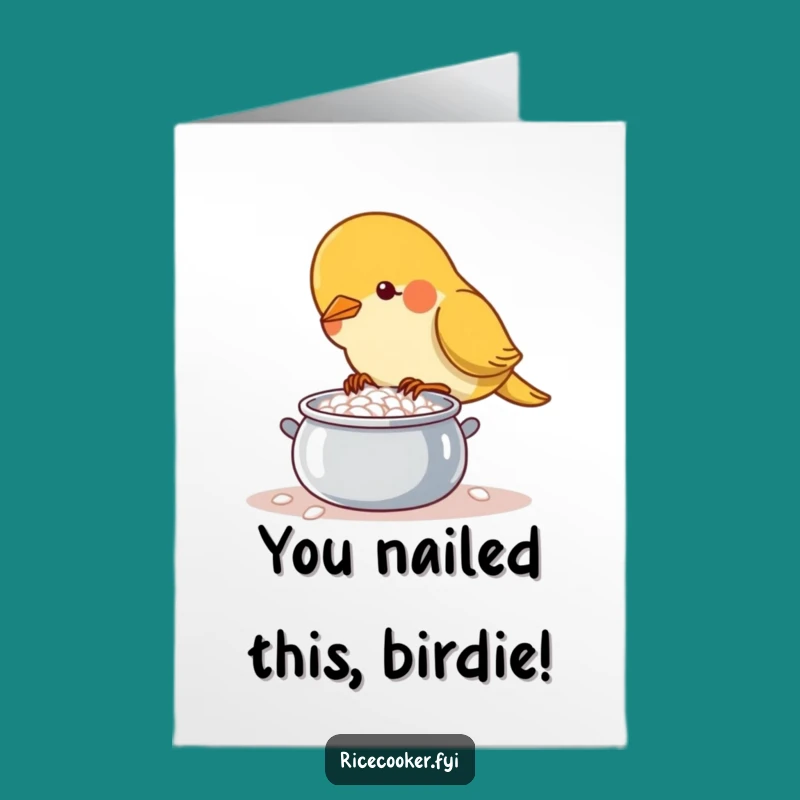 Free Printable Congratulations Card: Bird Rice Pot Humor Downloadable Gift