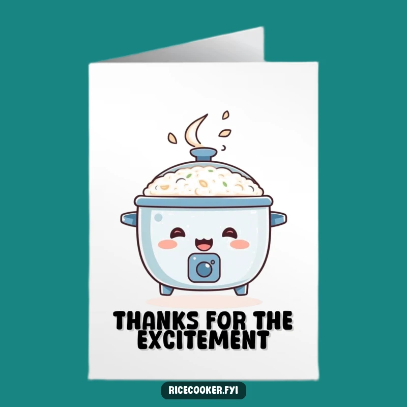 Free Printable Rice Cooker Thank You Card: Bouncing Steam Downloadable Art