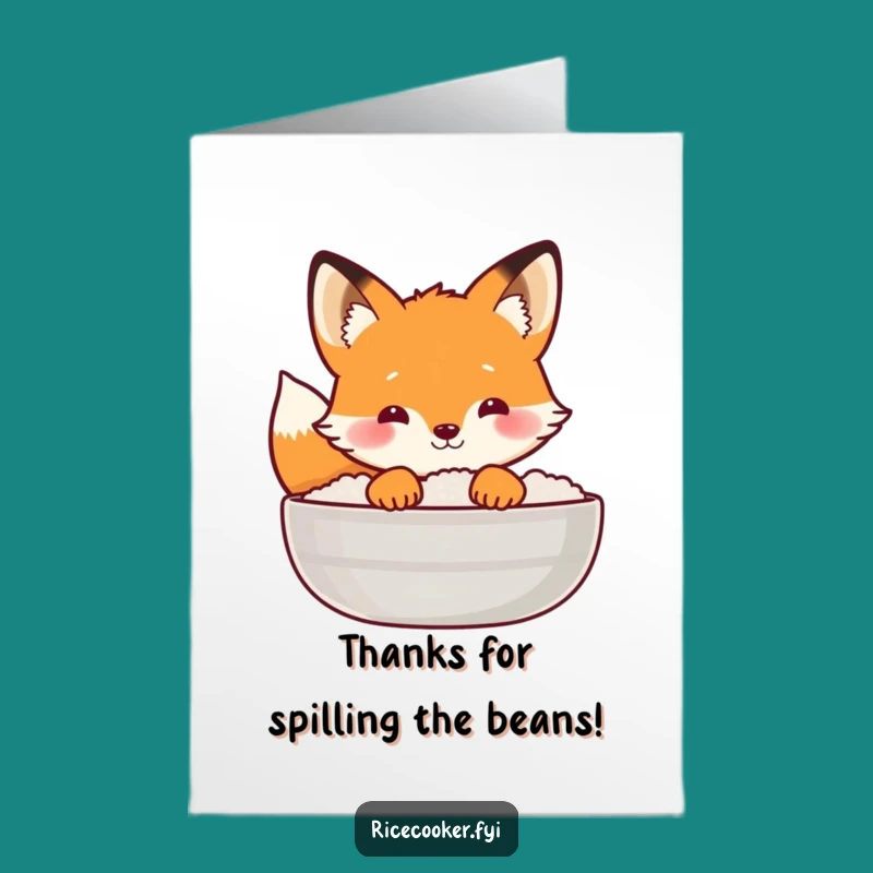 Free Printable Thank You Card: Fox Rice Peek Thanks - Print Gifting!