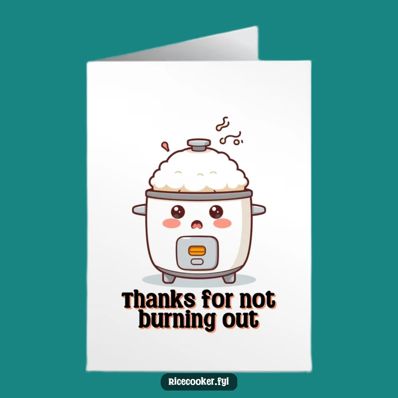 Free Printable Thank You Card: Surprised Rice Cooker, Humorous Downloadable Gift of Gratitude