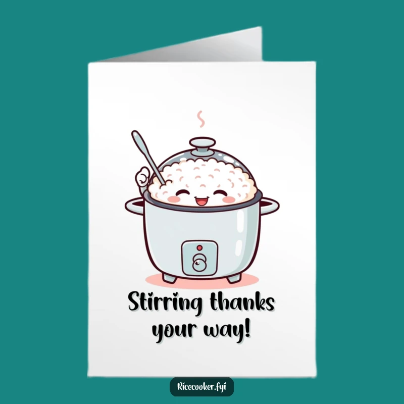 Free Printable Waving Spoon Rice Cooker Thank You Card - Playful Downloadable Gift!