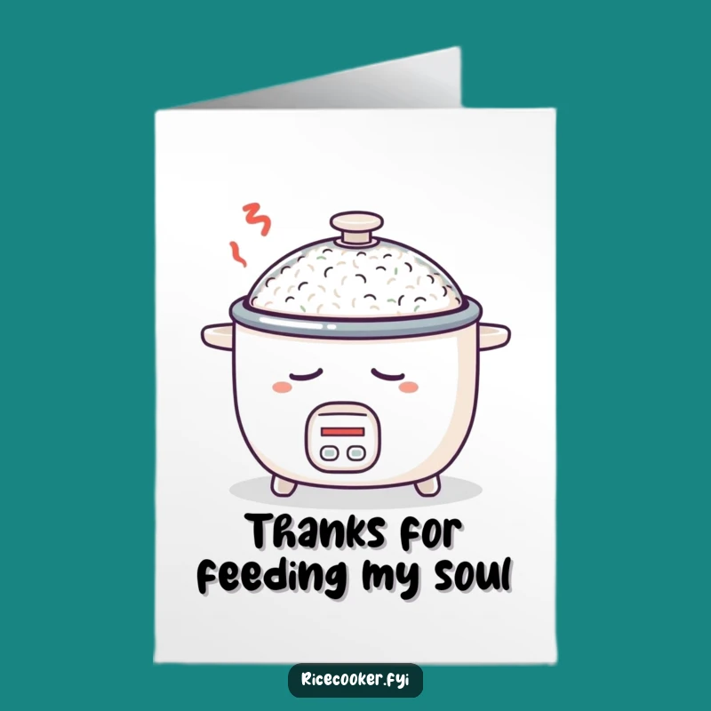 Funny Free Printable Thank You Card: Sleepy Rice Cooker - A Humorous Downloadable Gift of Gratitude