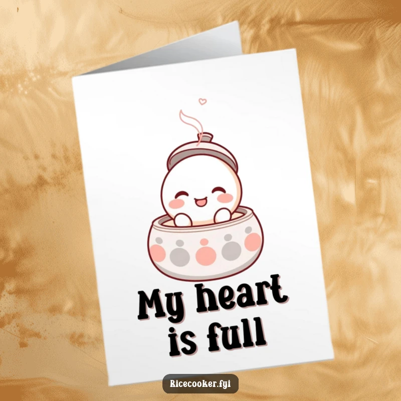 Funny Free Printable Thank You Card of a round, smiling character popping open its lid with gentle steam rising.