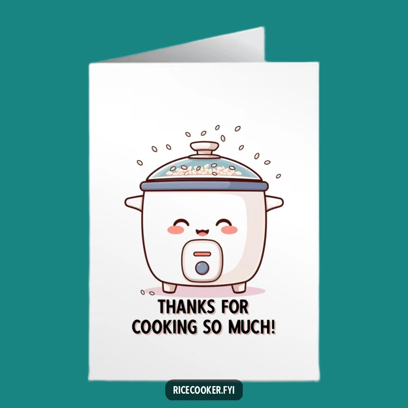 Free Printable Thank You Card: Giggling Rice Cooker - Downloadable Gratitude Gift