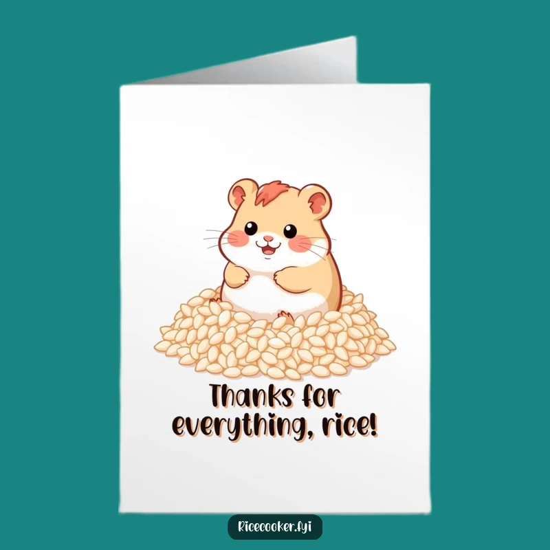 Free Printable Thank You Card: Funny Hamster Rice Gratitude, Perfect Humorous Downloadable Gift