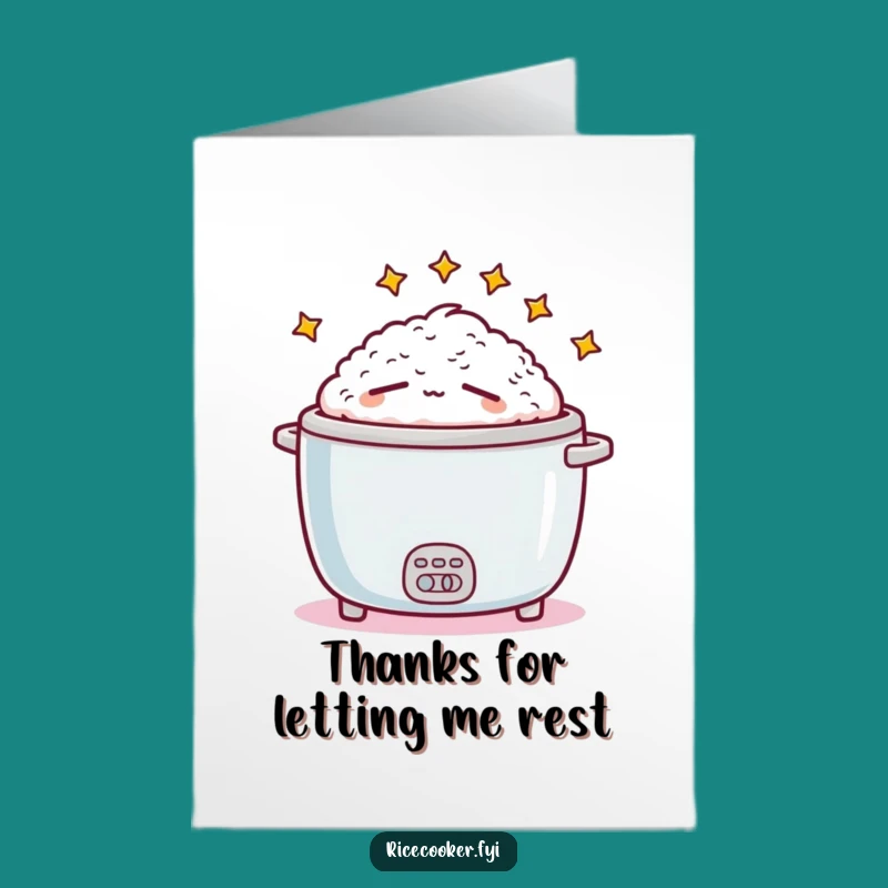 Funny Sleepy Rice Cooker Free Printable Thank You Card - Easy Download