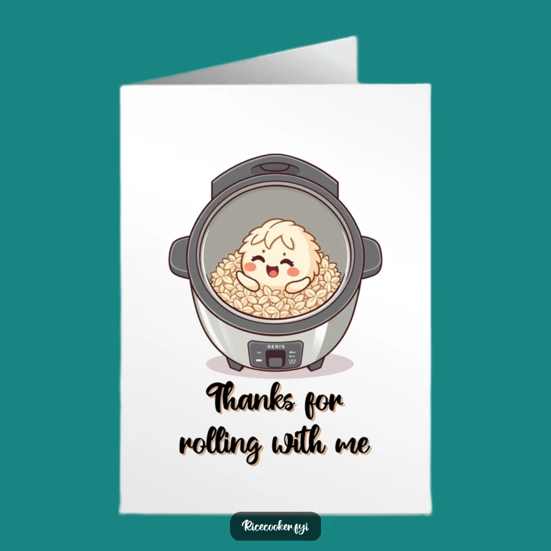 Free Printable Thank You Card: Giggling Rice Grain, Funny Downloadable for Gratitude