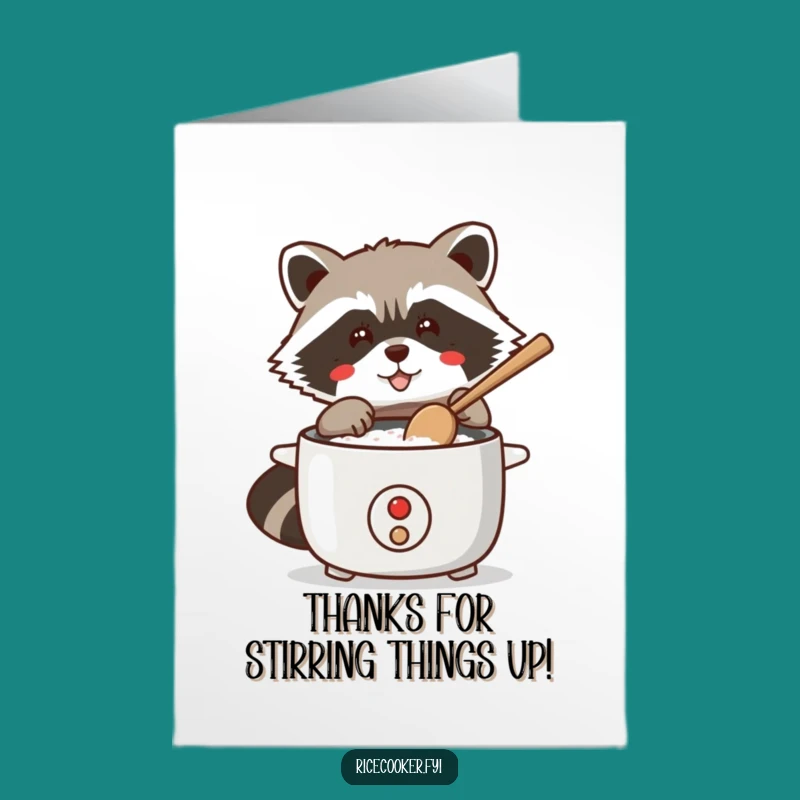 Free Printable Thank You Card: Raccoon Rice Cooker Gratitude, Humorous Downloadable Gift