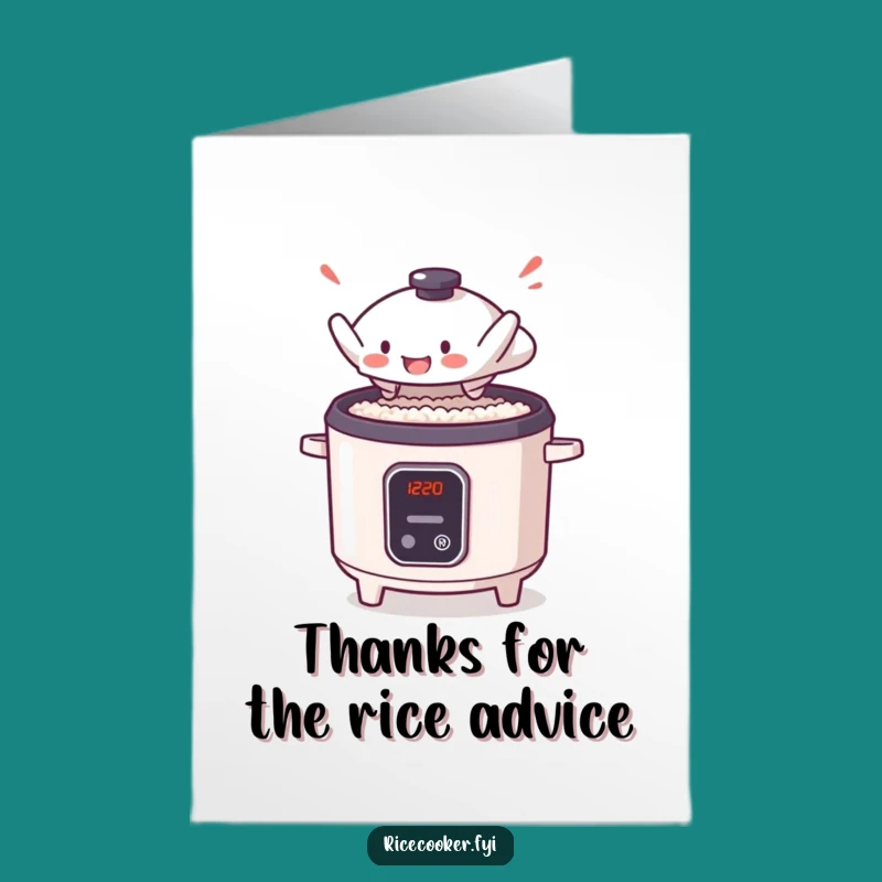Free Printable Thank You Card: Leaping Rice Cooker Lid Gratitude, Funny Downloadable Gift