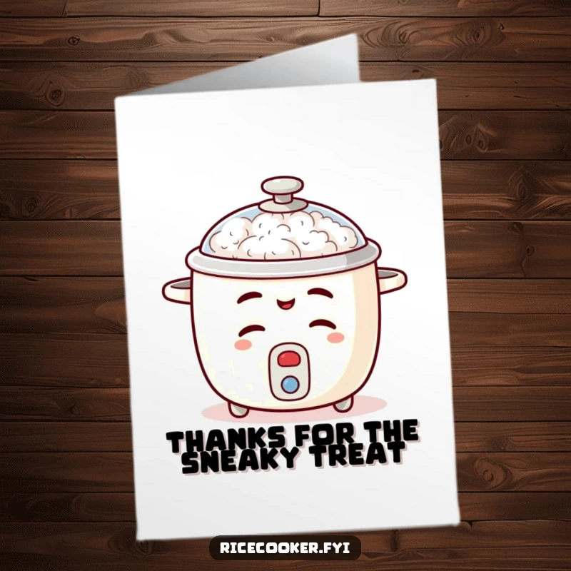 Funny Free Printable Thank You Card: Mischievous Rice Cooker Winks, Lid Ajar, Secret Thanks