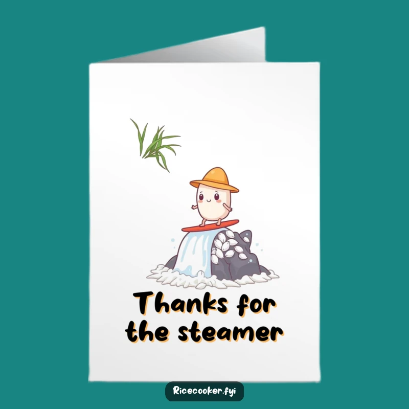 Free Printable Thank You Card: Surfing Rice Grain Thanks, Funny Downloadable Gift
