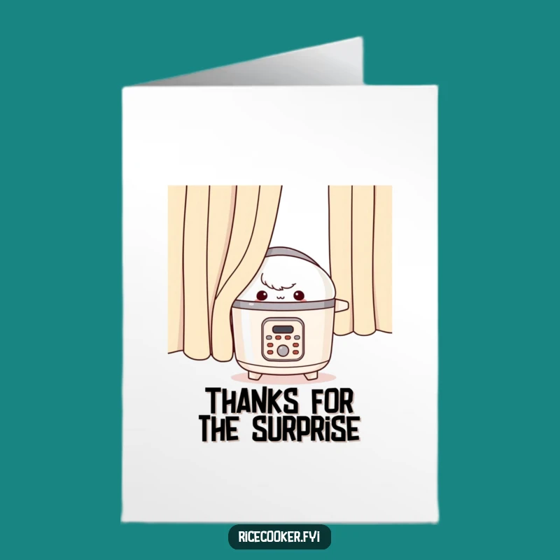 Free Printable Rice Cooker Thank You Card: Mischievous Peek Downloadable Art