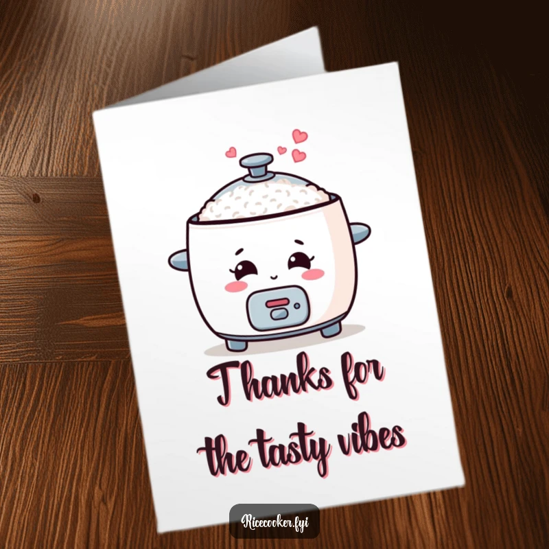 Funny Free Printable Thank You Card: Smiling Rice Cooker Spouting Hearts, Cute Appreciation