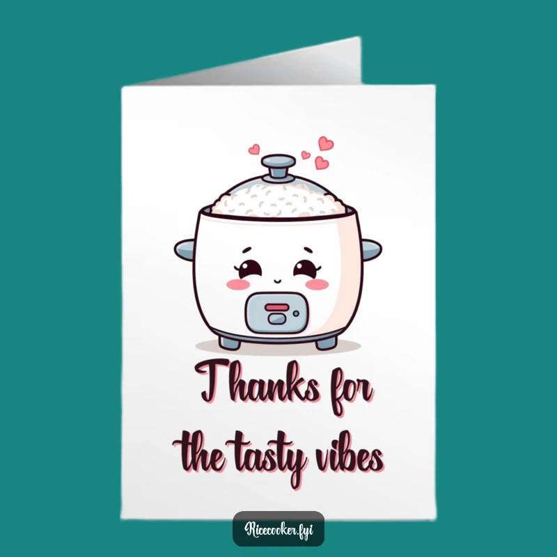 Free Printable Thank You Card: Smiling Rice Cooker Hearts, Funny Downloadable Gift