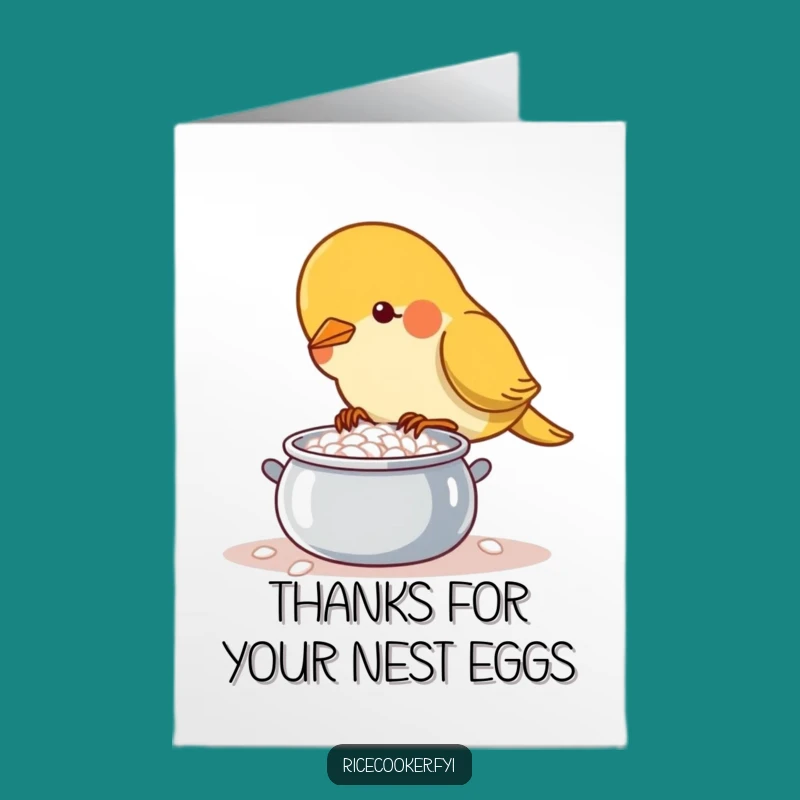 Free Printable Thank You Card: Bird Rice Pot Appreciation Downloadable