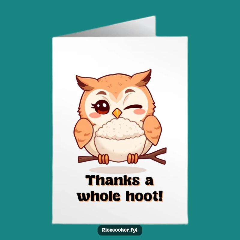 Winking Owl Rice Ball Thank You Card: Free Printable & Funny