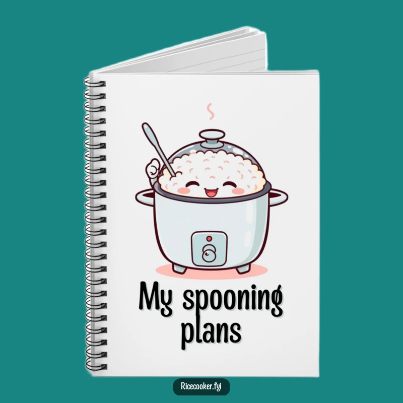 Funny Waving Rice Cooker Notebook, Enthusiastic Spoon Journal, Humorous Gift for Writers
