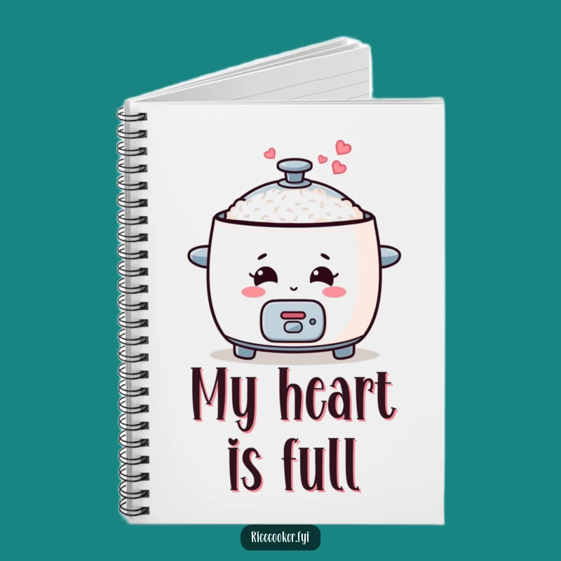 Funny Rice Cooker Notebook, Cute Journal with Hearts, Perfect Funny Gift