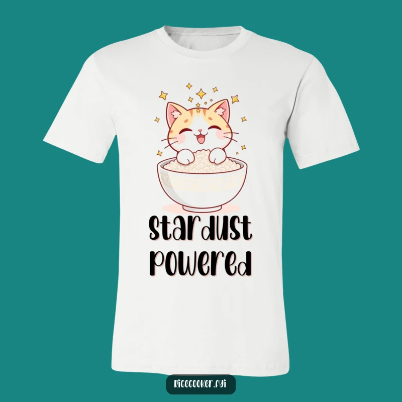 Funny Cat Rice Stars T-Shirt: Celestial Comfort - A Whimsical Funny Gift