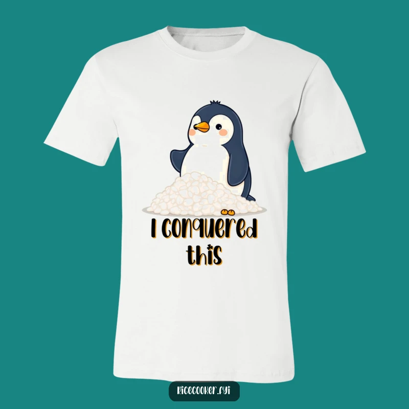 Funny Proud Penguin Rice Mountain T-Shirt: Conquer Your Carb Cravings!